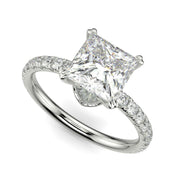 Sylvie Princess Cut Pave Hidden Halo 4 Prong Claw Set Engagement Ring Setting - Nivetta